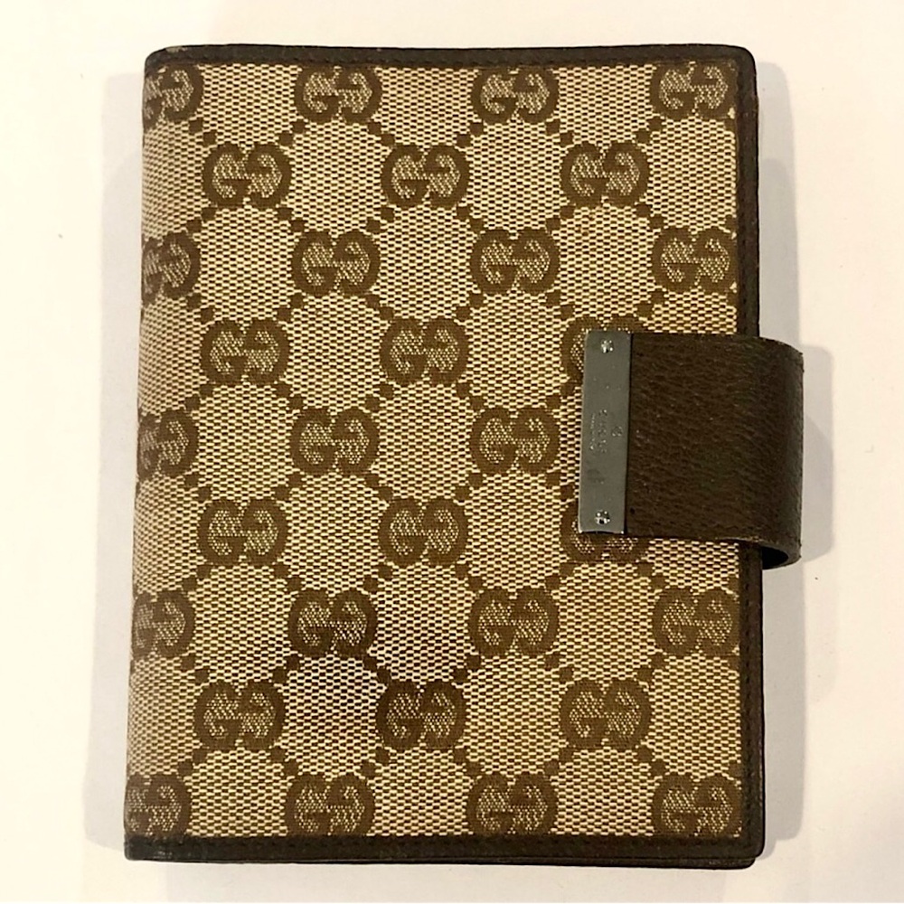 GUCCI MONOGRAM Leather Canvas Agenda Binder Passport Holder Credit Card Wallet